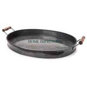 Bandeja galvanizada para servir alimentos Recubrimiento seguro para alimentos Hecho a mano Calidad superior Forma redonda Té Café Bandeja para servir del fabricante - Product Image 2