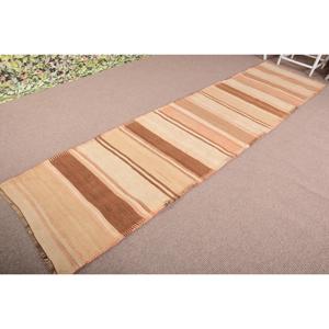 Tapis turc vintage 2,8x11,9 pi (85x362 cm), tapis oriental brun Kilim - Product Image 2