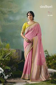 Elegante Sari de Seda Dola para Novia con Bordado Zari, el Más Moderno y de Alta Demanda, el Sari Más Exportado - Product Image 6