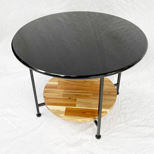 Olivia 2-Tier Oak Wood Top Iron Leg <b>Sofa</b> <b>Table</b> 60x60x45cm Modern Traditional Durable Double Layer Living Room <b>Table</b> TT68132 - Product Image 6