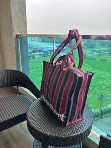 Bolsas de Compra Reutilizables de Polipropileno Reciclado, Extra Grandes, Tejidas, con Asas de Cuerda a Rayas, Ecológicas, para Supermercado, Opciones al por Mayor - Product Image 2