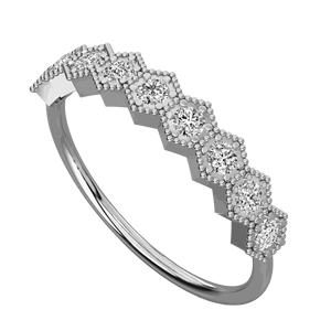 Anillo de Boda con Diseño de Filigrana de Diamantes Redondos - Product Image 3