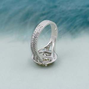 IGI Certified Fancy Yellow Round <b>Diamond</b> <b>Ring</b> Split Shank Engagement <b>Ring</b> with Halo - Product Image 5