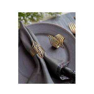 Servilletero de diseño con cable dorado con accesorios decorativos de estilo único hechos a mano Servilletero de oro real - Product Image 1