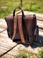 Sac à dos en cuir de vachette de luxe, style bohème western, artisanal, en cuir d'autruche, écologique, imperméable, léger, grande capacité