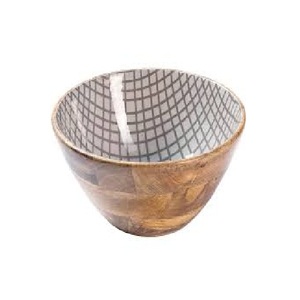 Tazón Decorativo para Servir Postres y Alimentos con Acabado en Nogal, Hecho a Mano, Redondo, en Oferta - Product Image 4