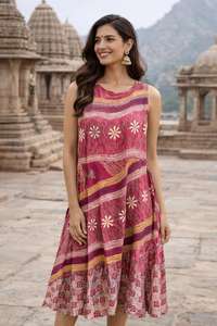 Robe d'été ample pour femmes, idéale pour les vacances, les fêtes, élégante et confortable, robe Naptol en coton sans manches pour femmes - Product Image 3