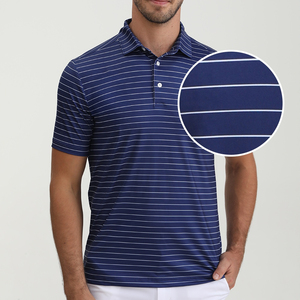 Venta al por mayor de camisas de hombre con logotipo personalizado estiramiento sublimación que absorbe la humedad rayas para hombre Polo de golf poliéster Spandex - Product Image 5