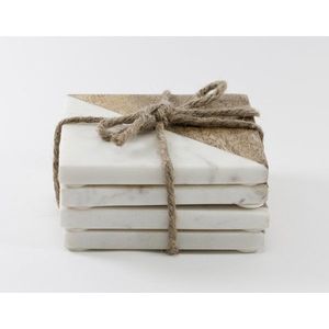 Sous-verres double ton en marbre naturel et en bois exquis de dernière conception pour la décoration intérieure élégante et la protection de la table à manger - Product Image 1