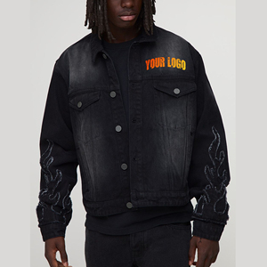 Chaqueta Vaquera de Invierno de Alta Calidad, 100% Algodón, para Hombre, con Logotipo Bordado Personalizado en la Parte Delantera, Estilo Largo, Ropa Urbana Cómoda - Product Image 1