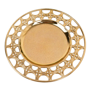 Antique Fini Alimentaire Servir Chargeur Assiettes De Table Décoratif En Métal Plat Perle Perlé Bordure Hôtel Cuisine Restauration Utilisation - Product Image 2