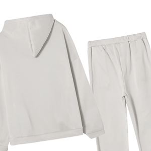 Ensemble survêtement en molleton de coton blanc avec sweat à capuche et pantalon de jogging pour hommes et femmes, vêtements décontractés d'hiver, vente en gros, logo personnalisé, vêtements de sport - Product Image 4