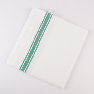 Serviette Anjuli vintage 100% coton à rayures vertes technique tissée à séchage rapide - Product Image 1