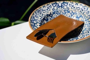 Cubiertos de cuero de grano completo de lujo respetuosos con el medio ambiente hechos a mano para restaurante organizador de comedor rústico Vintage Look - Product Image 6