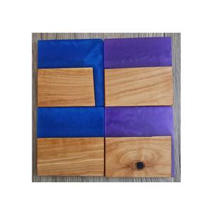 Posavasos de piedra de madera de resina de 9cm con impresión personalizada para restaurante de Hotel, posavasos de barra cuadrada, Color naranja y blanco roto - Product Image 6