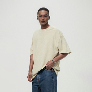 Alta calidad personalizado de gran tamaño en blanco hombres 100% algodón estampado Vintage venta al por mayor ácido lavado camiseta con bolsillos camiseta para hombres - Product Image 3