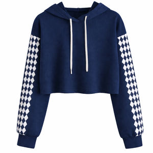 Sudadera con Capucha Corta Personalizada de Estilo Nuevo para Mujer, Color Negro y Rojo, Mangas con Diseño de Diamantes, Sudadera con Capucha Informal - Product Image 3