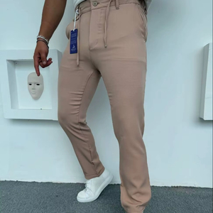 Pantalon Stretch Slim Fit Bleu Marine pour Homme, Pantalon de Bureau Intelligent Décontracté, Taille Élastique, Cordon Droit, Coton Hip Hop Imperméable - Product Image 1