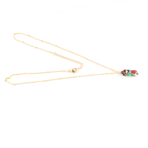 Factory Price Fancy Shape Mohave Mix Copper Turquoise Handmade Pendant Necklace <b>Gold</b> Plated Beaded <b>Chain</b> Prong Set Necklace Gift - Product Image 3