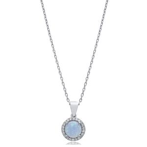 Round Design CZ Stone Light Blue 925 Sterling Silver Charm <b>Necklace</b> Wholesale Turkish Handmade Wholesale Fine Jewelry - Product Image 1