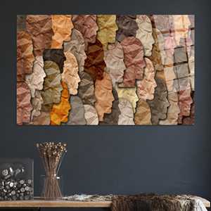 Tableau sur toile multicolore avec visages humains : Affiche de silhouettes diverses, ART SUR VERRE TÉRMÉTRAL - Product Image 1