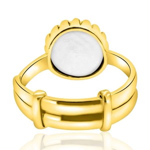 Bague ajustable certifiée en pierres précieuses astrologiques avec sertissage Ashtdhatu et perle d'eau douce (Moti) 3.25-12.25 Ratti - Product Image 3