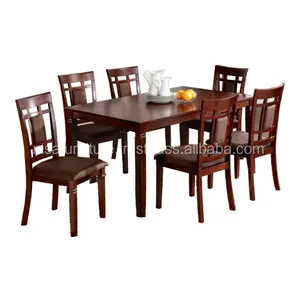 Vente de gros Ensemble de tables à manger en bois massif et chaises 6 places