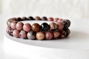 Wholesale Premium Rhodonite Polished 8mm Round Crystal <b>Healing</b> <b>Bracelet</b> for Meditation Jewelry - Product Image 3