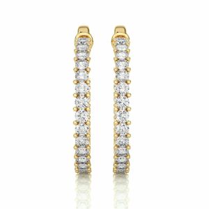 Boucles d'oreilles créoles en diamant serties à griffes rondes pour femmes - Product Image 1