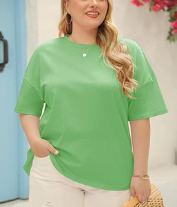 Vente chaude prix d'usine Europe Amérique grande taille T-shirts pour femmes ajoutez votre logo T-shirts pour femmes surdimensionnés en coton personnalisés - Product Image 2