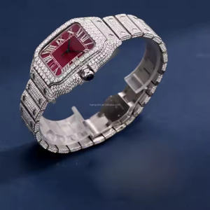 <b>Mens</b> Quartz Square Case 5mm Thickness <b>Watch</b> Moissanite Style Stone Dial Strong Stainless Steel Band Simple Business Wristwatch - Product Image 3