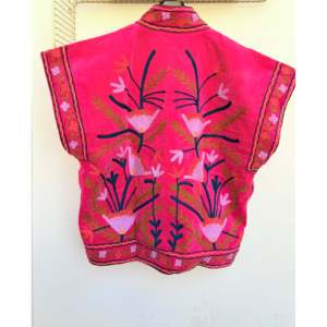 Velvet Embroidered Jacket in Pink-Soft Outerwear Floral Pattern Windbreaker Style <b>Wool</b> Lining for Spring Summer Autumn Winter - Product Image 3