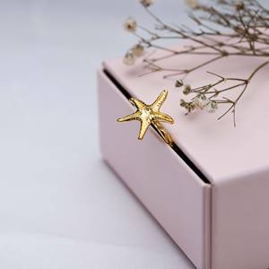 <b>Plain</b> Starfish Design Vintage Style Rhodium Plated Wedding Woman <b>Ring</b> Turkish Handmade 925 Sterling Silver Jewelry - Product Image 3