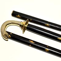 Canne de marche vintage en laiton doré et noir avec poignée en T tête de serpent, 93 cm, pour personnes âgées et parents