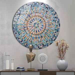 Espejo de mosaico de plata, espejo de mosaico redondo - Product Image 4