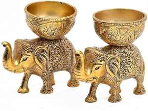 Traditionnel Diwali éléphant Urli bol 500ml laiton flottant fleurs bougie lampes décor à la maison pour Temple chambre cadeau - Product Image 5
