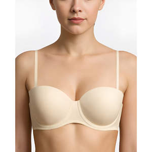 520 ODM Soutien-gorge sans bretelles push-up avec coussinets en silicone, bonnets fins sans couture rembourrés à l'avant, imprimé, en Spandex et Nylon, design invisible et tendance - Product Image 3