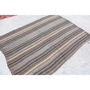 Turkish Rug, 4.9x6.6 ft Vintage Rug, <b>Brown</b> Gray Solid <b>Wool</b> Rug - Product Image 2