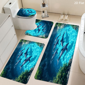 Custom Printed Stain-Resistant Non-Slip <b>Bathroom</b> Rug <b>Set</b> for <b>Bathroom</b> Non-Slip Shower Curtain Bath <b>Mat</b> - Product Image 1