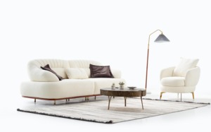 Bonomo-Conjunto de Sofá de Diseño Moderno, Esponja Suave y Cómoda, Marco Duradero con Patas de Metal, Tela Resistente a las Manchas para Sala de Estar y Cama - Product Image 6