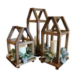 Linternas de madera de suministro de fábrica, linternas de Ramadán islámicas marrones Vintage para fines de regalo del fabricante indio - Product Image 6