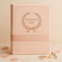 LABON Carnet A5 en tissu rose blush, journal élégant avec nœud en satin, décoration perlée et motif gaufré pour cadeau de mariage