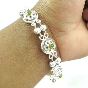 Producto más vendido en 2024 piedras preciosas de ónix verde Natural forma redonda pulsera elegante con clase joyería hecha a mano de Plata de Ley 925 - Product Image 3