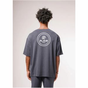 เสื้อยืดโอเวอร์ไซส์แบบไล่สีสำหรับ2025เสื้อยืดผ้าฝ้ายพิมพ์ลายหน้าจอแบบกำหนดเองเสื้อยืดโอเวอร์ไซส์สีเทาใส่ได้ทั้งชายและหญิง - Product Image 2