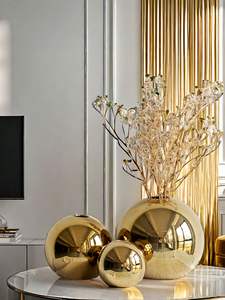 Ensemble de vases ronds décoratifs en métal pour la maison, le salon, la table, centre de table, hôtel, bureau, étagère, décoration artistique, objet d'exposition - Product Image 6