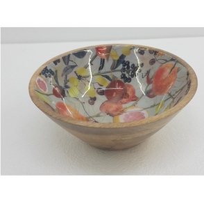 Acacia Wooden and Meena Work Kitchenware Bowl Deluxe Quality Round Shape Solid Wood Tabletop <b>Dinnerware</b> Bowl - Product Image 3