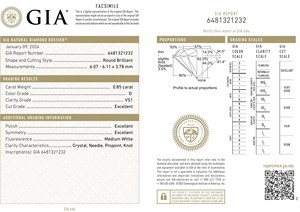 Certifié GIA 0.85 Ct Brilliant Cut VS1 Clarity D Color Finest Quality Loose100 % Natural Diamonds From India at Low Cost OEM ODM - Product Image 2