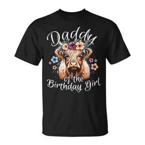 Camiseta Daddy Of The Birthday Girl Highland Cow - Product Image 1