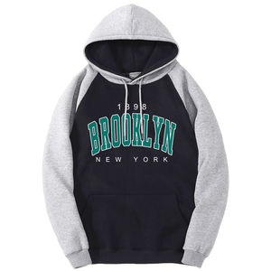 2025 New York couleur Collision à capuche unisexe dessin animé imprimé manches raglan coupe ample polaire chaud sweat à capuche Streetwear - Product Image 1