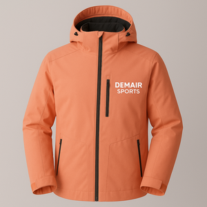 แจ็กเก็ตเดินเขาสกีสีพีชของผู้หญิงมีฮู้ดถอดได้มีซิปรูดซิปได้แขนยาวผ้าซาตินซับในกันลมพิมพ์ลาย - Product Image 1